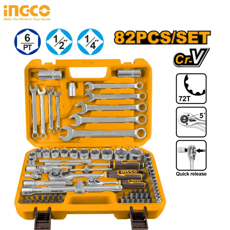 JEU DE 82 DOUILLES 1/4 PO | 1/2 PO EN ACIER CR-V DE HAUTE QUALITÉ HKTS42802