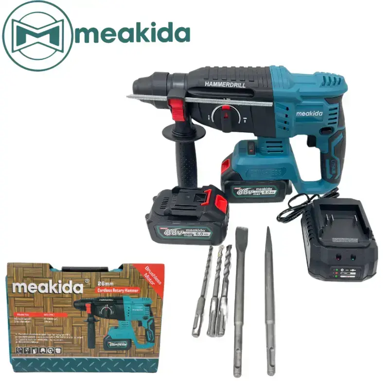 MARTEAU SANS FIL 88V 6.0AH 2 BATTERIE MEAKIDA