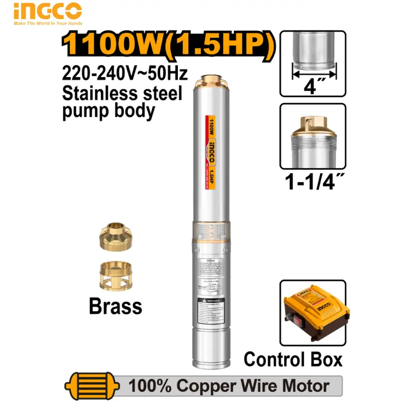 POMPE IMMERGÉE DE PUITS PROFOND DE 4" 110W/1.5HP INGCO DWP1100621