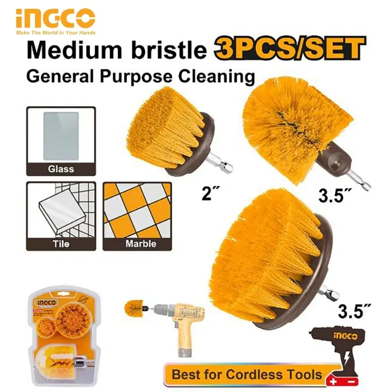 3 PIECES MEDIUM BRISTLE BRUSH SET WCBM0301