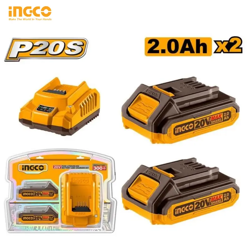 PACK 2 BATTERIE 20V 2.0AH + CHARGEUR  INGCO FBCPK1222